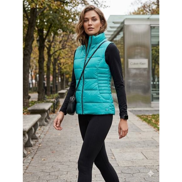 Calvin Klein Performance Jackets & Blazers - Calvin Klein aqua zip up puffer vest tennis activewear